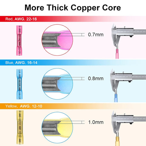 ZhiYo Heat Shrink Butt Connectors - Electrical Wire Connectors Kit - Insulated Waterproof Marine Automotive Wire Crimp Terminals - AWG 22 – 10 3 S...