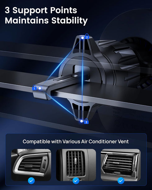Magnetic Wireless Car Charger, 15W Fast Charging Phone Holder for Mag-Safe Car Mount, 360° Rotation Car Phone Holder Air Vent Compatible with iPho...