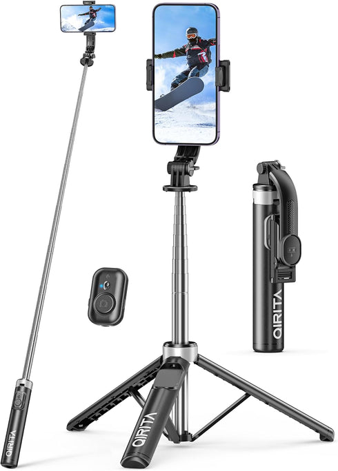 Selfie Stick & Phone Tripod, All in 1 Selfie Stick Tripod with Remote, Phone Travel Tripod Stand for Video Recording, Live Streaming, Photograph, ...