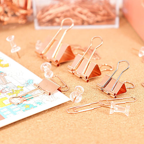 Binder Clips Paper Clamps, Assorted Sizes Set (Small, Medium, Large) for Office School and Home Supplies (Rose Gold)...