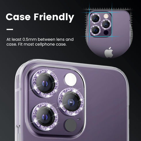 Tensea for iPhone 14 Pro/iPhone 14 Pro Max Camera Lens Protector, 9H Tempered Glass Camera Cover Screen Protector Metal Individual Ring Protector ...