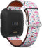 Compatible with Fitbit Versa, Versa 2, Versa LITE - Quick Release Leather Wristband Bracelet Replacement Accessory Band - Flamingo Birds Flowers...