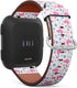 Compatible with Fitbit Versa, Versa 2, Versa LITE - Quick Release Leather Wristband Bracelet Replacement Accessory Band - Flamingo Birds Flowers...