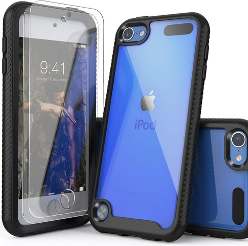for iPod Touch 7th Generation Case,2 in 1 Shockproof iPod Case with 2 HD Screen Protectors,Hybrid Heavy Duty Protection Shock Resistant Cover for ...