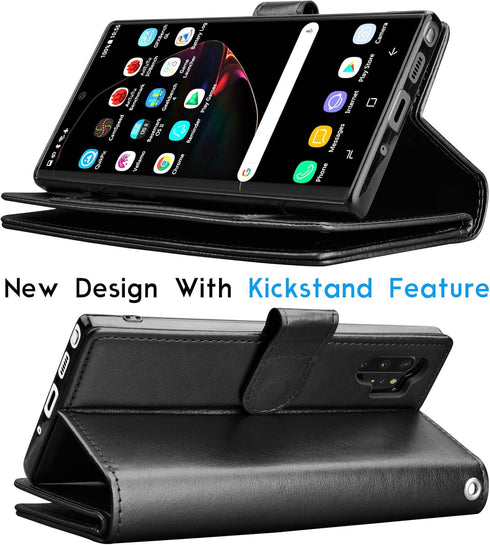 Galaxy Note 10 Plus Case, Galaxy Note 10+ Wallet Case, Luxury Cash Credit Card Slots Holder Carrying Folio Flip PU Leather Cover [Detachable Magne...