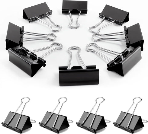 Medium Binder Clips, 72Pack, 1inch, Black Paper Binder Clips, Medium Paper Clips, Office Clips, with Storage Container for Office, Home, School...