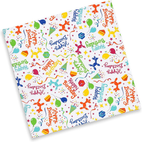 Cackleberry Home Happy Birthday Balloon Dogs Cotton Fabric Napkins 18 Inches Square, Set of 4...