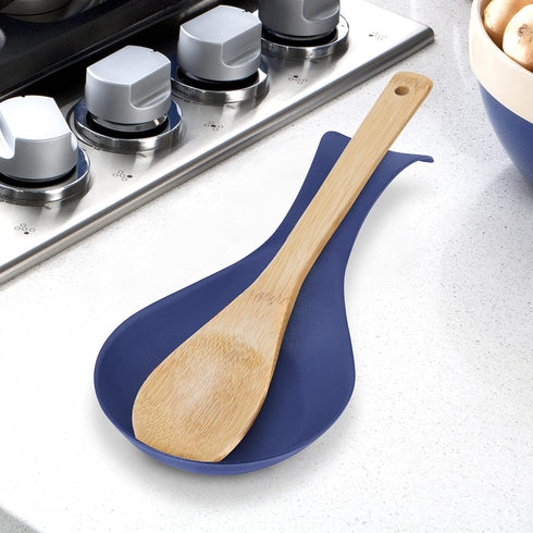 OGGI Stainless Steel Spoon Rest- Long Handle Holds Kitchen Utensils in Place, Great Spoon Rest for Kitchen Counter, Stove Top, or Coffee Station; ...