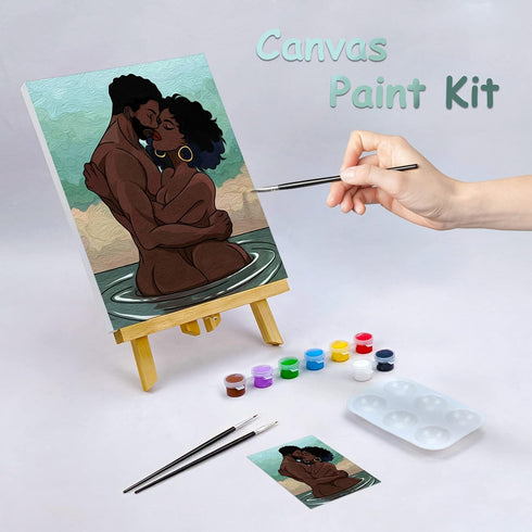 Nuberlic Canvas Painting Kit Pre Drawn Canvas for Painting for Adults Couples Paint and Sip Party Supplies Love Theme Couple DIY Date Night Activi...