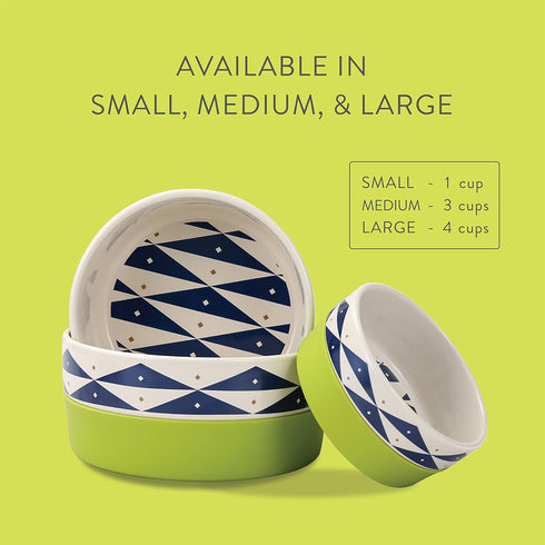 Now House for Pets by Jonathan Adler Oslo Duo Dog Bowl, Small Cute Ceramic Dog Food Bowl from Now House by Jonathan Adler for Water or Food, 4.5 I...