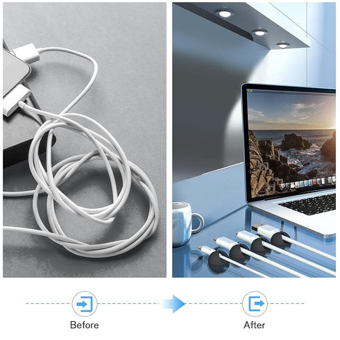 12 Pack Cable Clips, Znben Cord Organizer Holder Adhesive Cable Management Charger Wire Holder Clips for Desk, Home, Office, Car, Cubicle, Nightst...