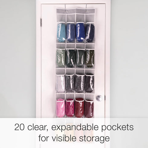 Samsill Over The Door Hanging Yarn Bag Holds 20 Skeins, Clear Expandable Compartments with Individual Holes Allow Easy Access to Yarn, Dustproof C...
