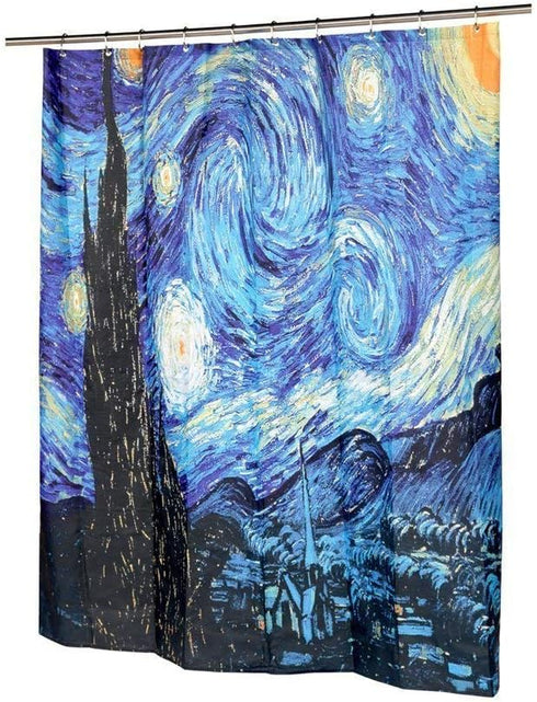 Van Gogh Starry Night Shower Curtain Polyester Fabric Shower Curtain Bathroom Sets Decor with Hooks 72 X 72 Inches...