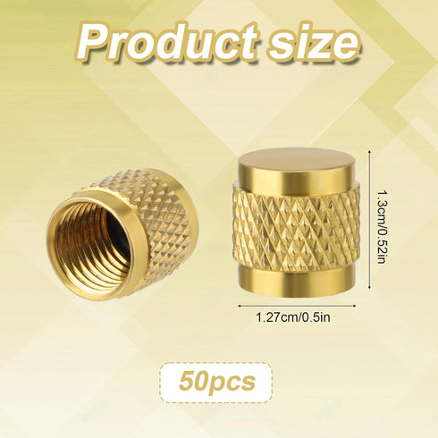 2pcs 1/4 Flare Caps, Round Brass with Neoprene O Ring Seal 7/16-20UNF Thread Flare Tube Fitting Stop Valve Cap for Air Conditioner Pipe Gas Line H...