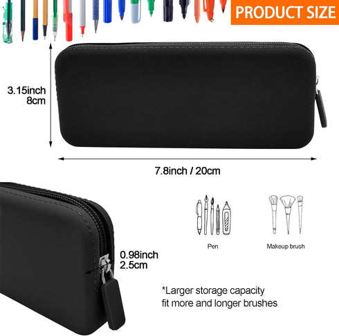 Silicone Pencil Case, Waterproof Silicone Cosmetic Bag, Pencil Bag, Multifunctional Pencil Case Aesthetic, Zipper Storage Bag (Black)...