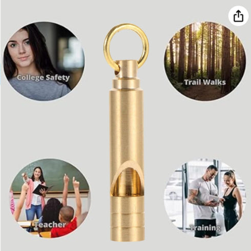 Brass Whistles 4 Pack, Emergency Survival Whistles Loud Safety Whistles for Adults, Self-Defense Whistle for Outdoor Activities, Distress Signal, ...