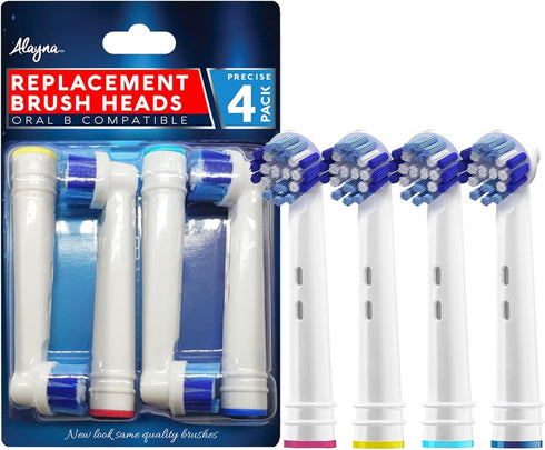 Replacement Brush Heads Compatible with OralB Braun- Pack of 4 Professional Electric Toothbrush Heads- Precision Refills for Oral-b 7000, Clean, O...