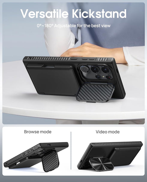 Vihibii for Samsung Galaxy S24 Ultra Case Wallet with Card Holder (4 Cards) & Stand & Camera Protective Cover, Hard Back Soft Edge Shockproof Kick...