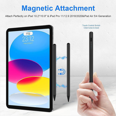 Stylus Pen for iPad 2018-2023, Palm Rejection Tilt Sensor, Magnetic Apple Pen Active Pencil Compatible with iPad Pro 11"/12.9",iPad 10/9/8/7/6,iPa...