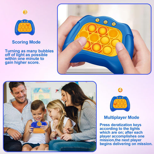 Quick Push Puzzle Game Machine Pop Fidget Light-Up Squeeze Poppet Sensory Toy Educational Push Pop Bubble Toy Stress Relief Party Favors Puzzle Ga...