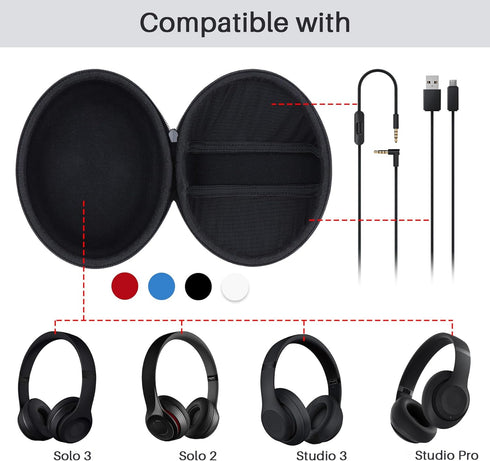 Hard Carry Case Compatible with Beats Studio Pro Studio 3 Solo 4 Solo 3 Solo 2 Wireless Noise Cancelling Over-Ear Headphones (Off White Case)...
