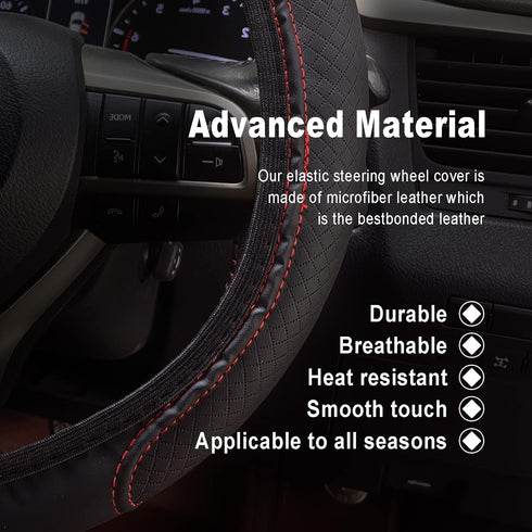 Microfiber Leather Steering Wheel Cover, Steering Wheel Covers with Anti Slip Grip Handle Improves Control, Universal Fit for Most Car Truck SUV, ...