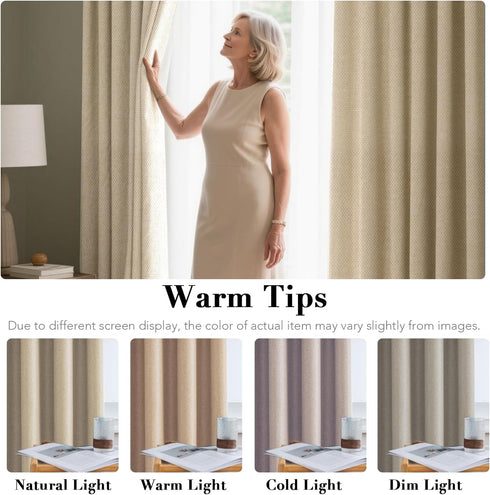 H.VERSAILTEX Linen Blackout Curtain 96 Inches Long for Bedroom/Living Room Thermal Insulated Grommet Linen Look Curtain Drapes Primitive Textured ...
