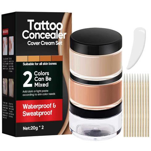 Tattoo Cover Up, 2 Colors Tattoo Cover Up Makeup Waterproof Concealer(2x30ml)...