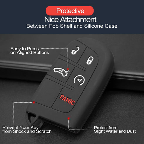 2pcs Compatible with Dodge Durango Challenger Charger Hornet Jeep Compass Grand Cherokee WK Ram Promaster 1500 2500 3500 Chrysler 300 Black Key Fo...