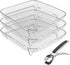 Square Air Fryer Rack,3 Layer Stainless Steel Stackable Dehydrato-r Rack with An-ti-scalding Clip,Stainless Steel Multi-Layer Dehydrato-r Rack Air...
