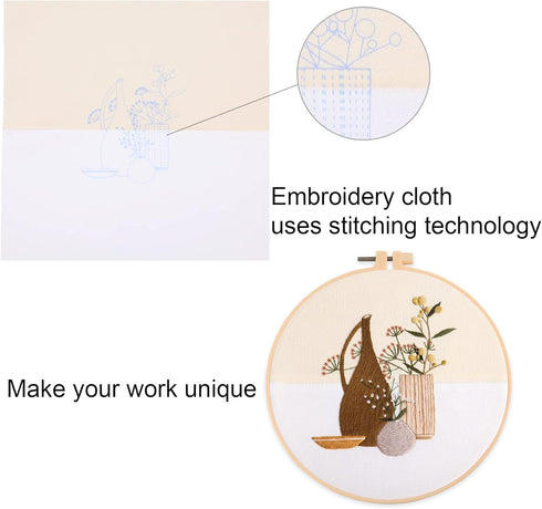 Silentsea 4 Embroidery kit Vase Pattern Stitching Embroidered Cloth Embroidery Starter kit...