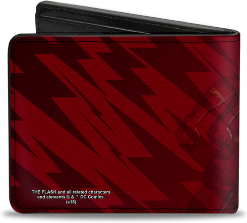 Buckle-Down Unisex-Adult's PU Bifold Wallet-The Flash Running Pose/Bolts Trails Reds, Multicolor, 4.0" x 3.5"...