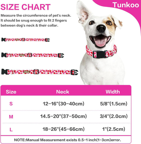 Valentine's Day Dog Collar, Cute Adjustable Heart Collar for Boy and Girl Dogs, Dog Collar with Strong Plastic Buckle - for Small Medium Large Pet...