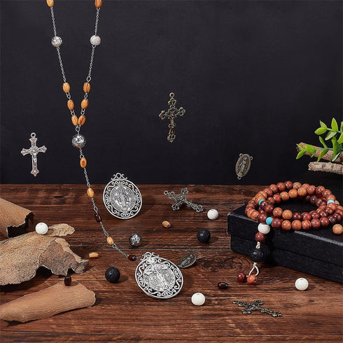 PH PandaHall 359pcs Rosary Jewelry Making Kit First Communion Necklace Set Prayer Making Supplies Cross Charms for Easter Eid Mubarak Ramadan Neck...