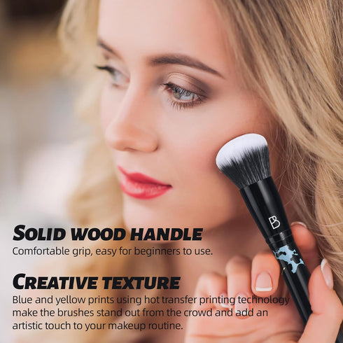 BS-MALL Makeup Brushes NO Smell 10 PCS Set Black Color Synthetic Foundation Powder Concealers Eyeshadows with Black Case...