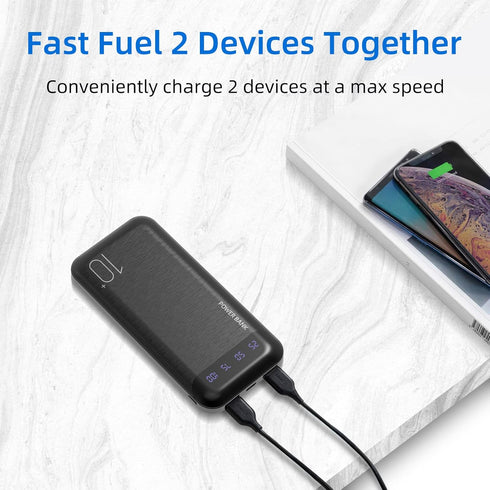 Power Bank 10000mAh Mobile Phone Portable Charger External Battery Pack with 2 USB 2.4 A Outputs and USB C Input Compatible with Huawei iPhone 12 ...