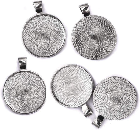OBSEDE 80pcs Pendant Bezels and Clear Cabochon Domes Set for Photo Pendant Resin Craft Jewelry Making, 40pcs Silver Pendant Trays with 40pcs Trans...