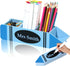 Teacher Pencil Holder Teacher Appreciation Gifts Personalized Teacher Name Pen Holder Case Blue Crayon Shaped DIY Teacher Desk Organizer Container...