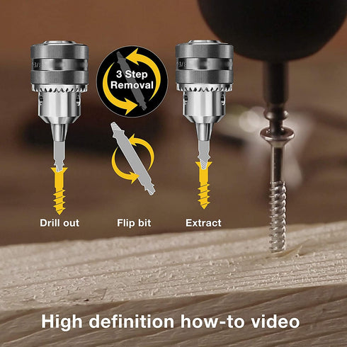 Damaged Screw Extractor - Remover for Stripped Head Screws Nuts & Bolts | Drill Bit Tools for Easy Removal of Rusty & Broken Hardware | High Speed...