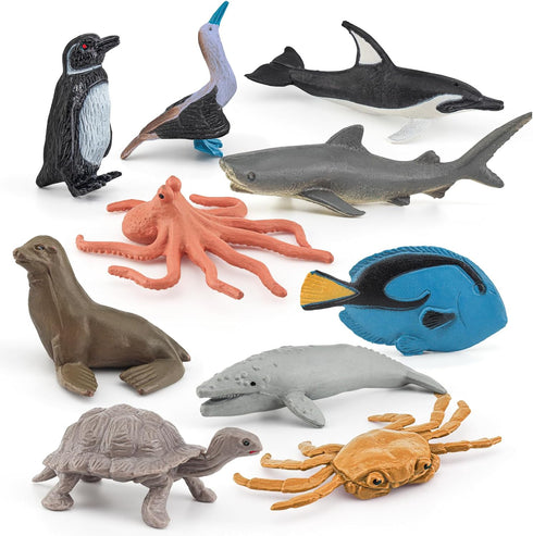Mini Sea Creatures Toys for kids Pacific Ocean Animals Figures Marine Animal Toys 2-4 Inch Cake Topper Educational School Project for Kids Toddler...