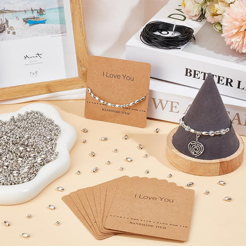 SUNNYCLUE Morse Code Beading Bracelet Making Kits Morse Code Beads Silver Ccb Plastic Barrel Round Spacer Beads i Love You Display Card Waxed Cord...