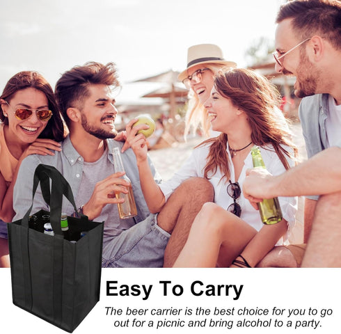6 Bottle Wine Carrier Tote, Non-Woven Wine Bags Reusable Wine Travel Bag Portable Carrier Wine Bottle Holder Bag Wine Gift Bag with Carry Handle f...