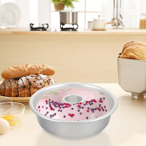ifundom cheesecake pan bakeware pan round chimney pudding cake pan tubular non-stick baking pan for cake grinding wheel dessert food tube Metal ca...
