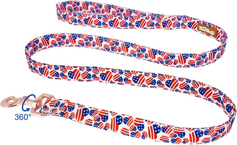 American Flag Dog Leash Super Cute Heart, Durable and Stylish Pet Leash with Metal Buckle, Available in Small, Medium, Large Pets Daily Walking L...