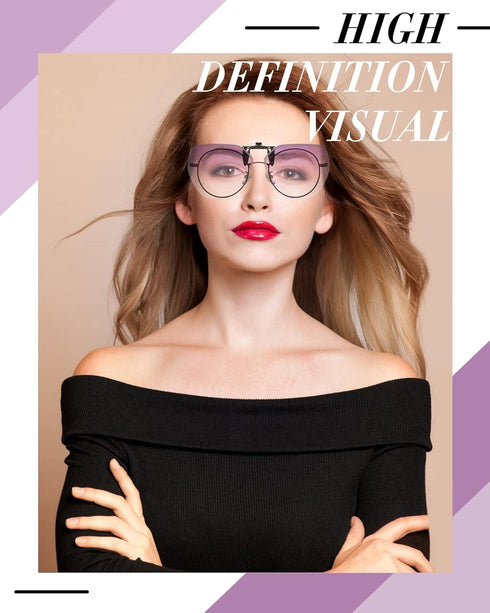 Weewooday 6 Pairs Polarized Polygon Style Clip On Sunglasses Flip Up Driving Clip on Glasses for Outdoors Indoors Men Women, 6 Colors...