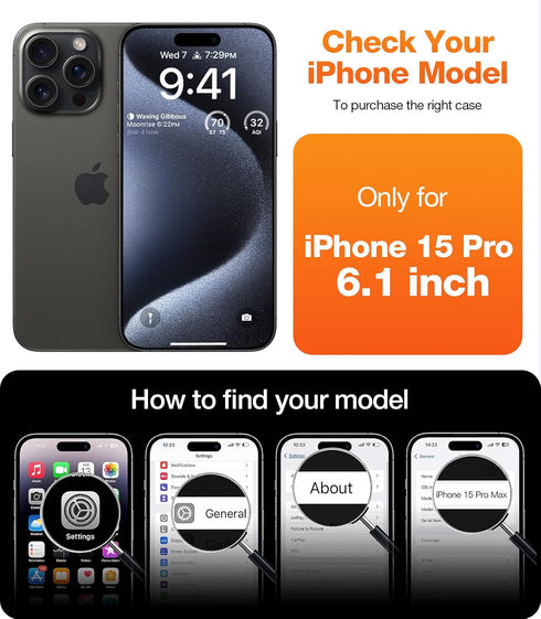 TORRAS Shockproof Designed for 15 Pro Case, 12FT Military Grade Drop Tested, Anti-Fingerprints Anti-Scratch Translucent Matte Back with Silicone S...