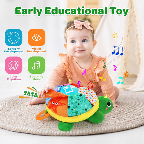 KMUYSL Baby Toys 0 to 12 Months, Musical Stuffed Animal Toys for 0-6 6-12 Months, Plush Sensory Turtle Toys with Crinkle, Infant Tummy Time Toys f...