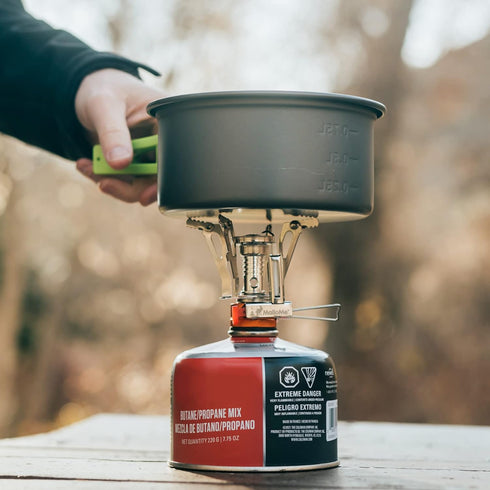 MalloMe Backpacking Stove - Portable Camping Stove - Small Backpack Camp Single Burner for Propane Butane Isobutane Fuel Canister - Mini Pocket Ro...