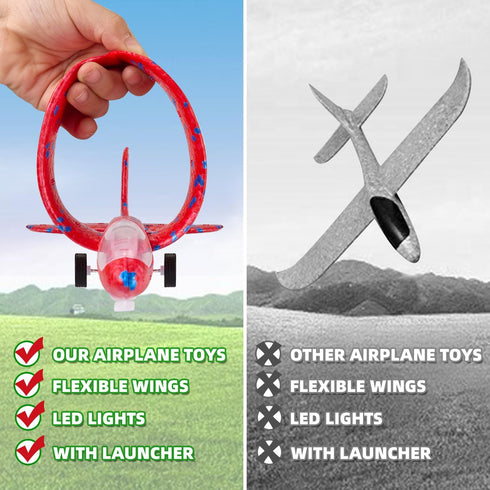 Toy Airplane, 3 Pack Airplane Launcher Toys 2 Flight Mode Glider Plane Outdoor Toys for Kids Ages 3 4 5 6 7 8 9 10 11 12 Year Old Boys & Girls Bir...