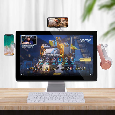 DK177 Magnetic Phone Holder, Laptop or Desktop Monitor Side Mount Phone Holder, Slim Portable Foldable Computer Expansion Bracket Compatible with ...